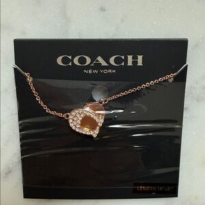 NEW Coach Rose Gold Heart C Gem Necklace